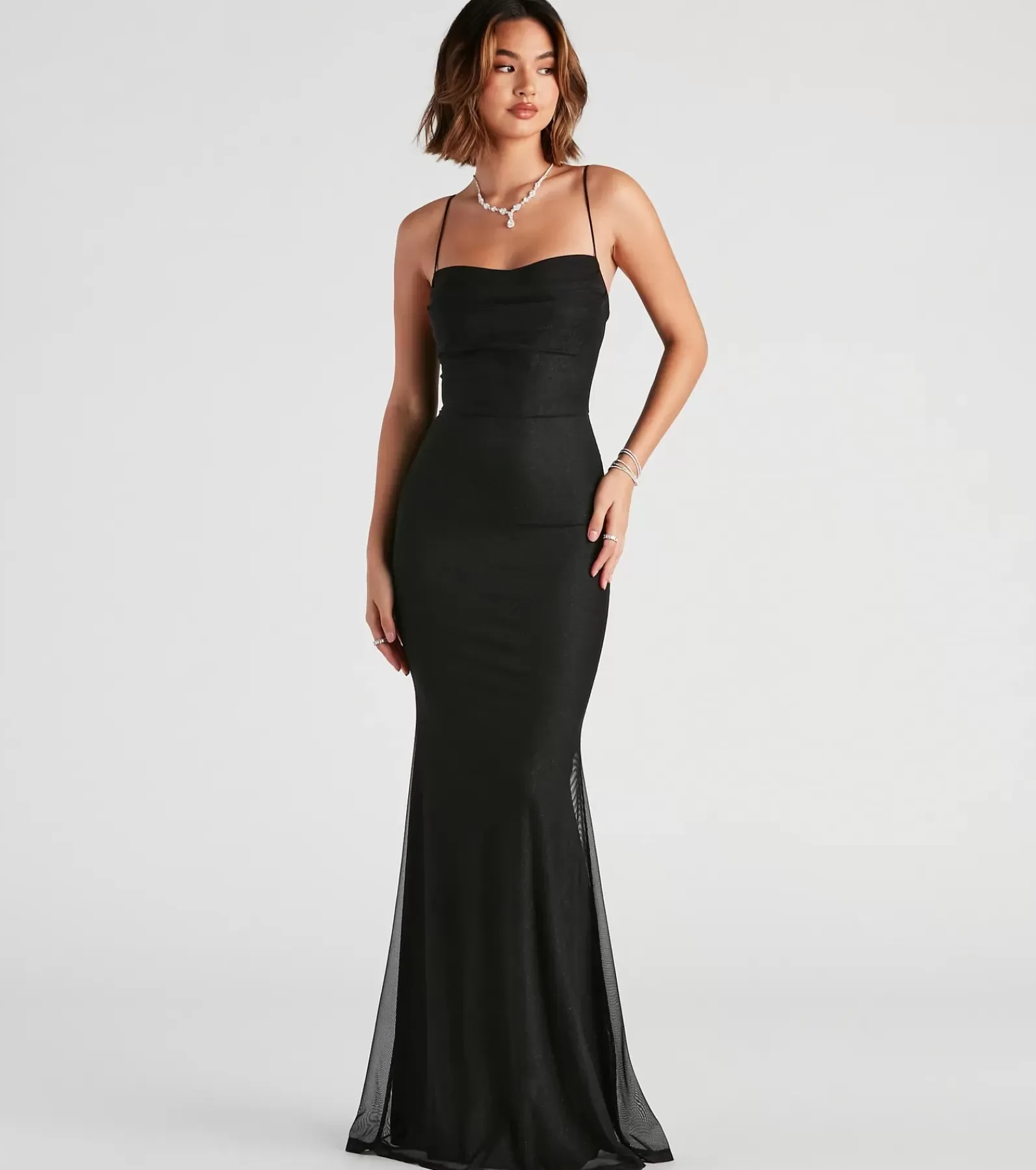 Windsor Black Nye Dresses | Black Bridesmaid Dresses*Addison Glitter Mesh Formal Dress