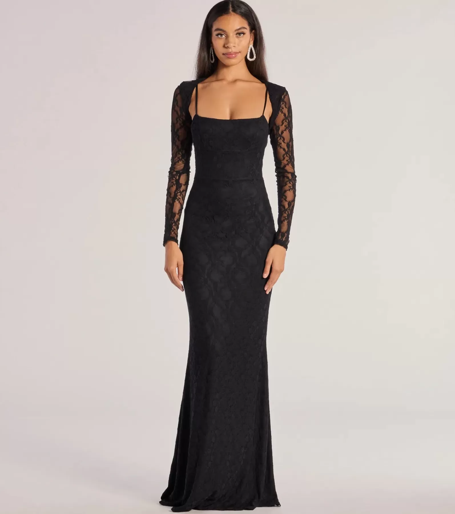 Windsor Wedding Outfits | Black Bridesmaid Dresses*Adele Sleeveless Lace Mermaid Dress With Bolero