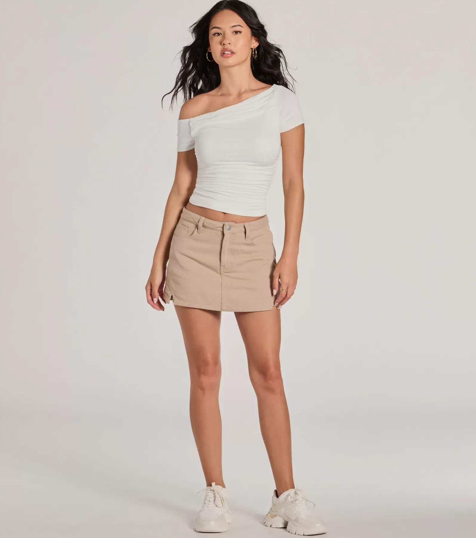 Windsor Jean Shorts | Shorts*Always The Mood High Rise Slit Mini Denim Skort