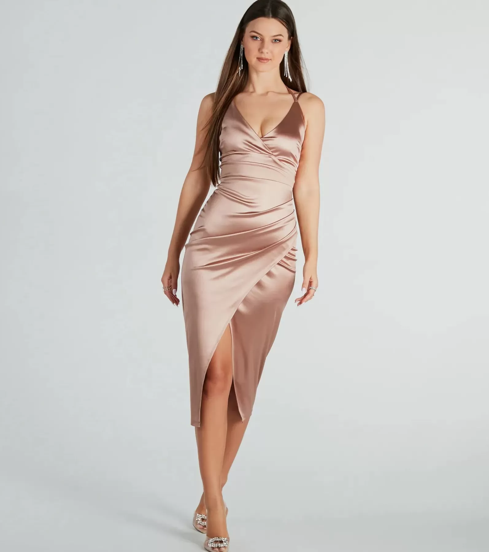 Windsor Bridal Shower | Satin Bridesmaid Dresses*Amanda Wrap Satin Dress