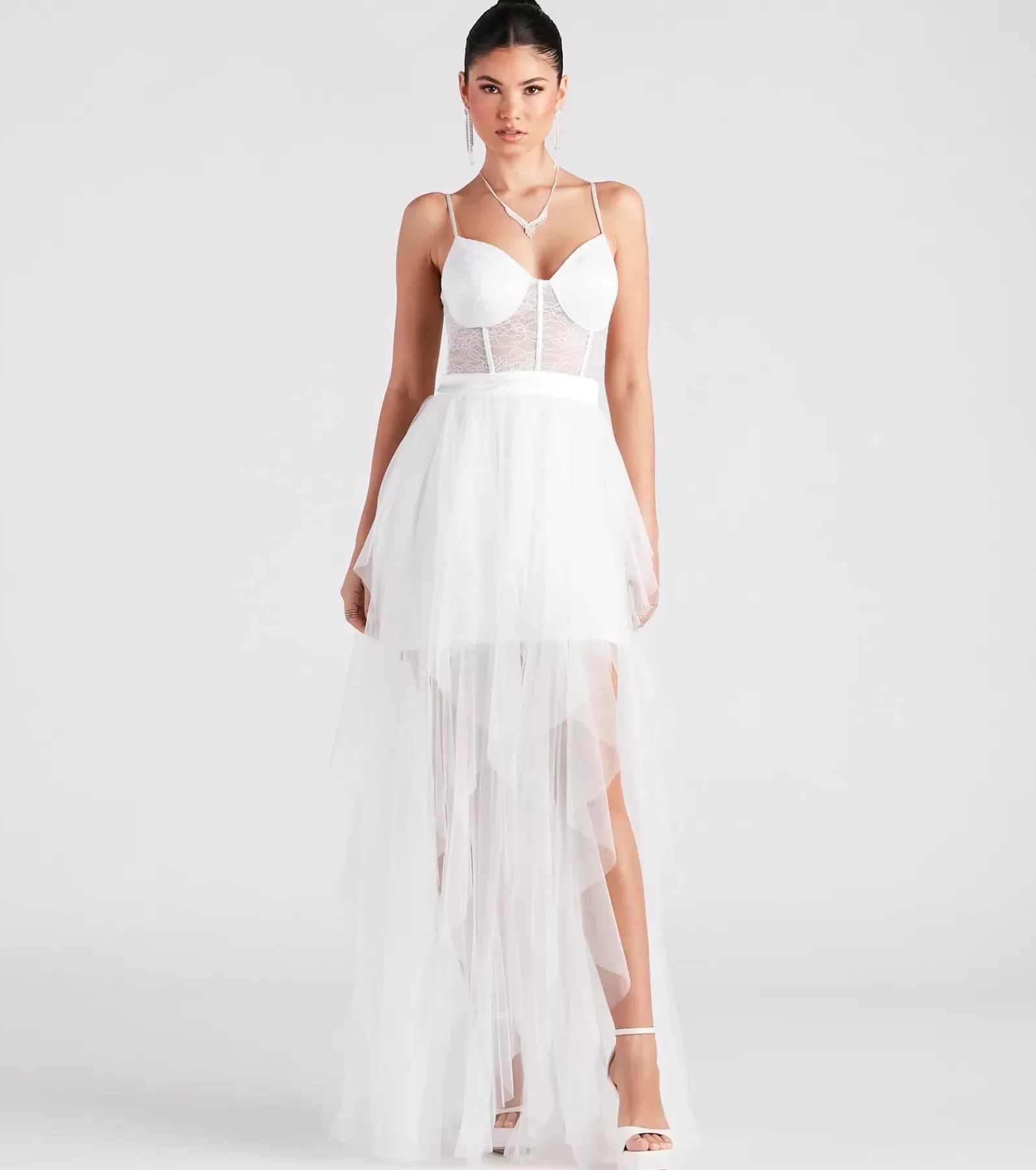 Windsor Bridal Reception Dresses | Rehearsal*Ashlie Formal Lace Corset Ruffled Dress