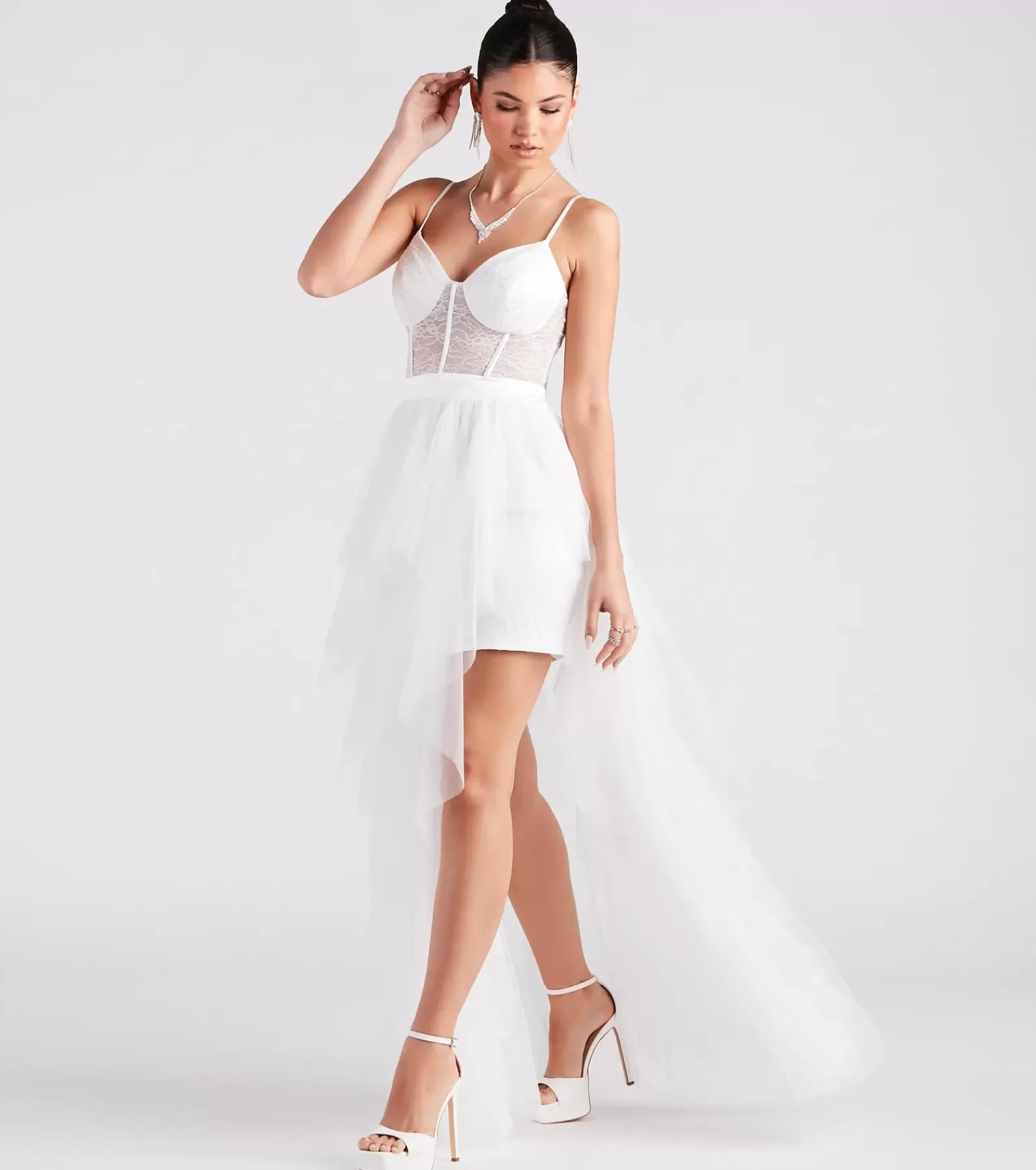 Windsor Bridal Reception Dresses | Rehearsal*Ashlie Formal Lace Corset Ruffled Dress