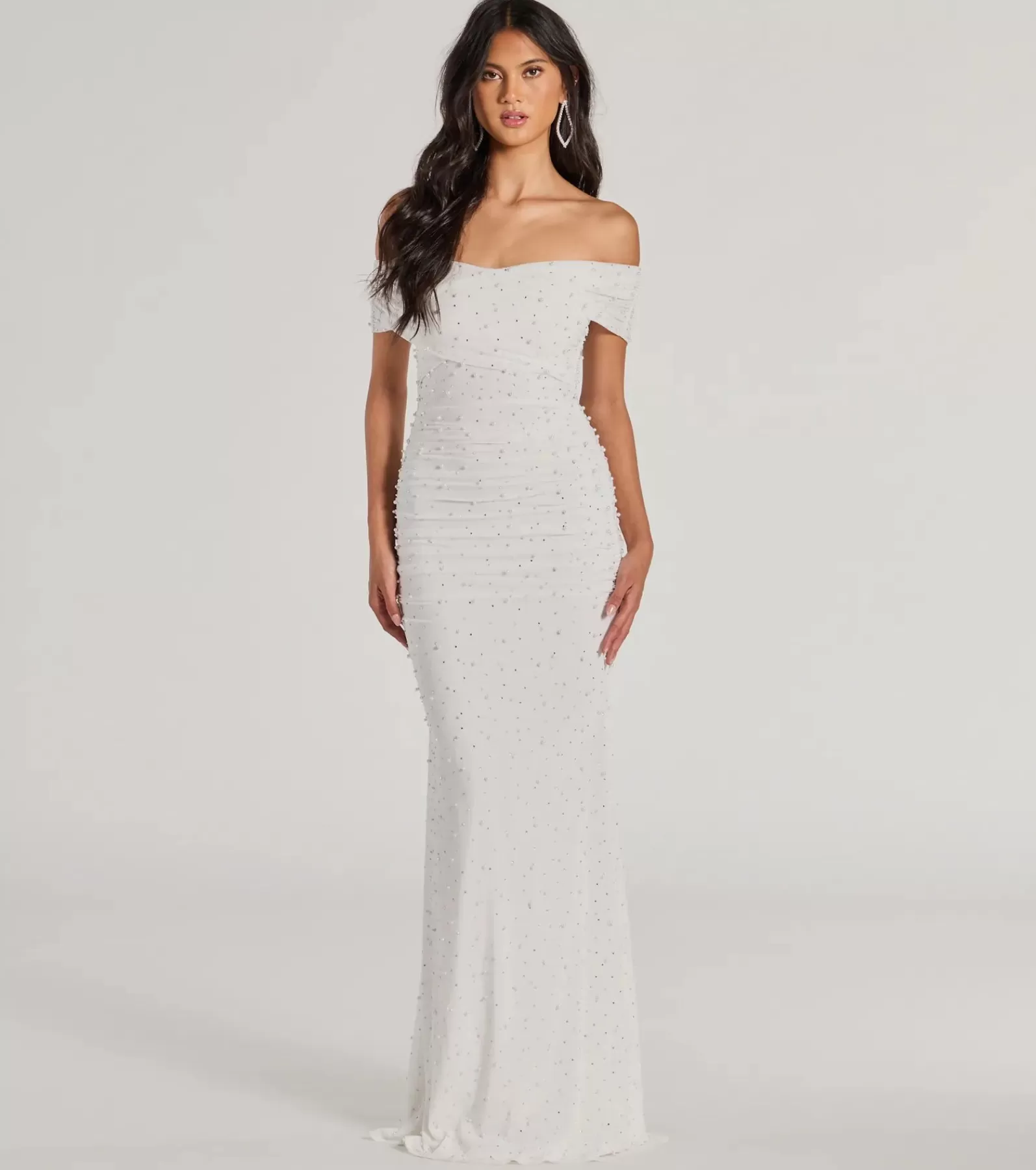 Windsor Wedding Outfits | Bridal Reception Dresses*Aubriella Rhinestone And Pearl Mesh Mermaid Dress