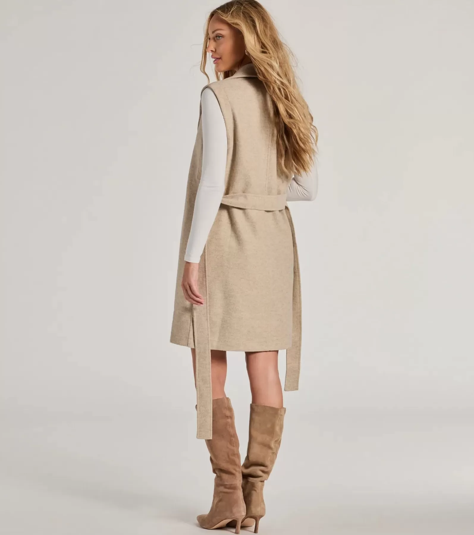 Windsor Coats | Blazers*Autumn Chic Faux Wool Long Belted Vest