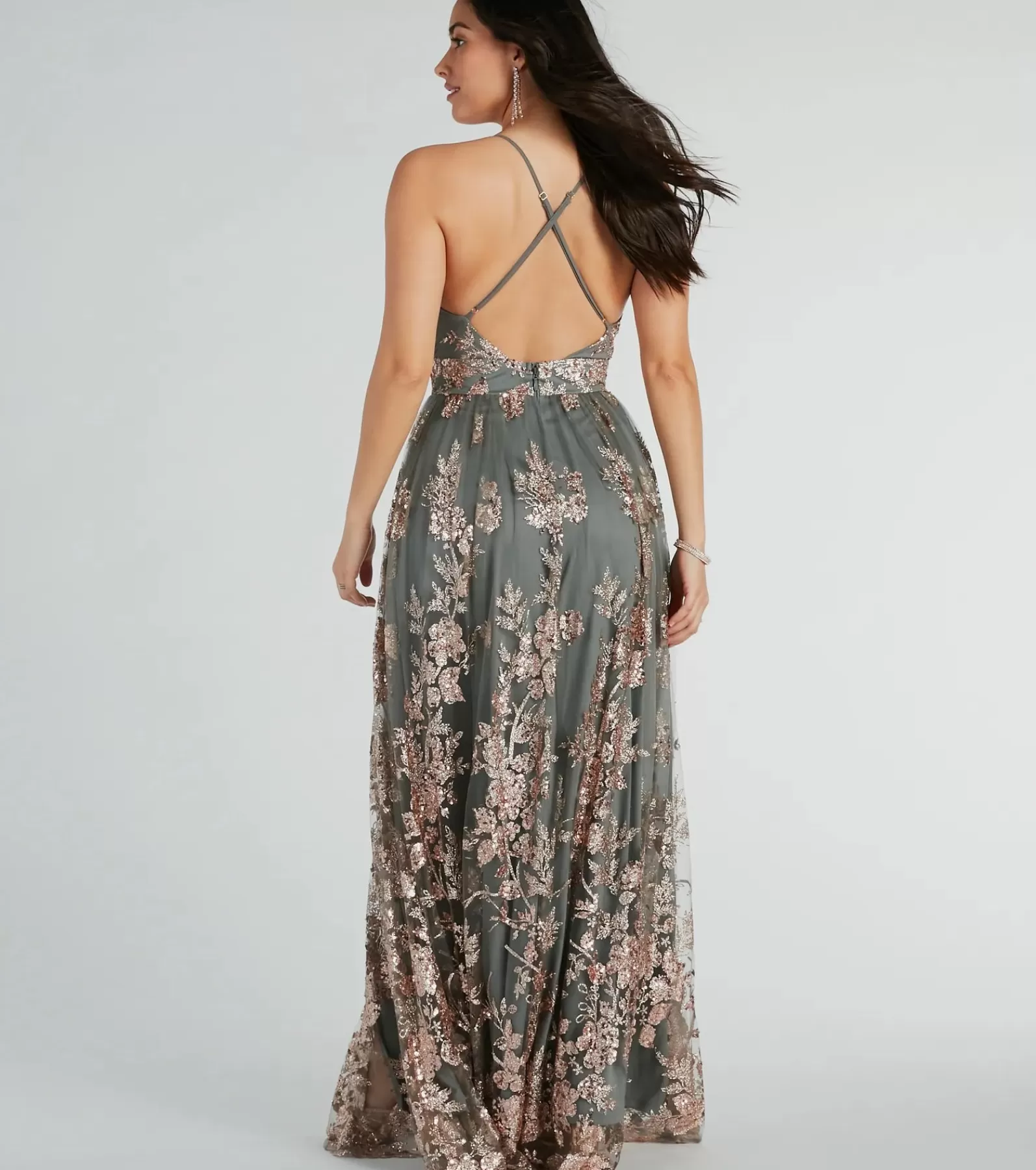 Windsor Ball Gowns*Ayva A-Line Glitter Sequin Tulle Formal Dress