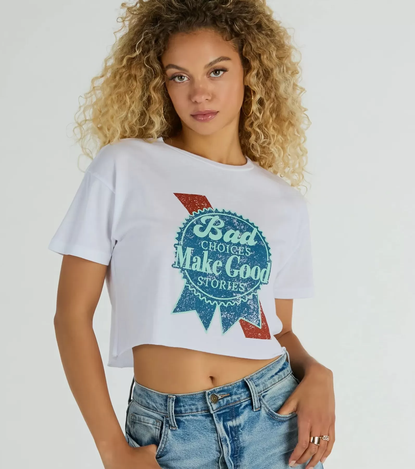 Windsor Graphic Tees | Short Sleeve Tops*Bad Choices Make Good Stories Cropped Graphic Tee