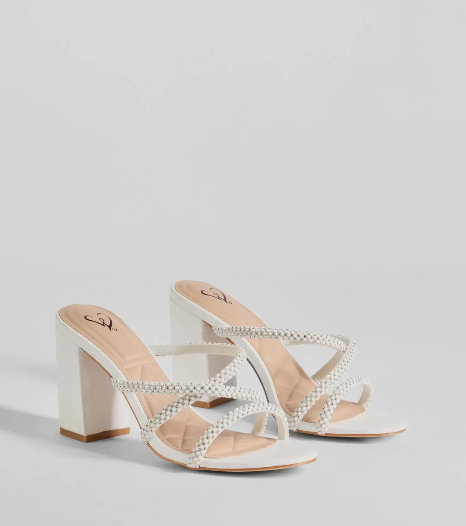 Windsor High Heels | Sandals*Beauty Unraveled Faux Pearl Rhinestone Block Heels