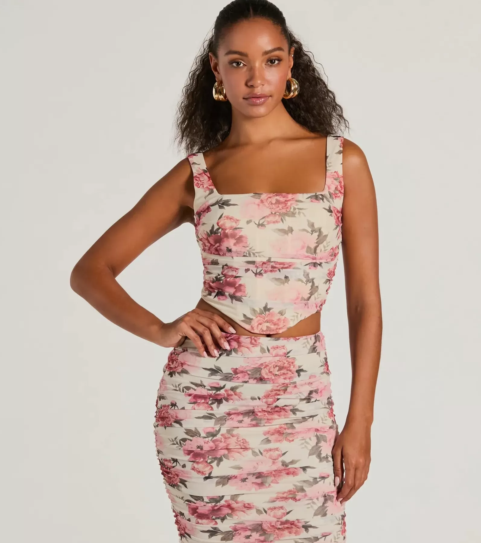 Windsor All Matching Sets | Corset & Bustier Tops*Blooming Bliss Lace-Up Floral Mesh Bustier