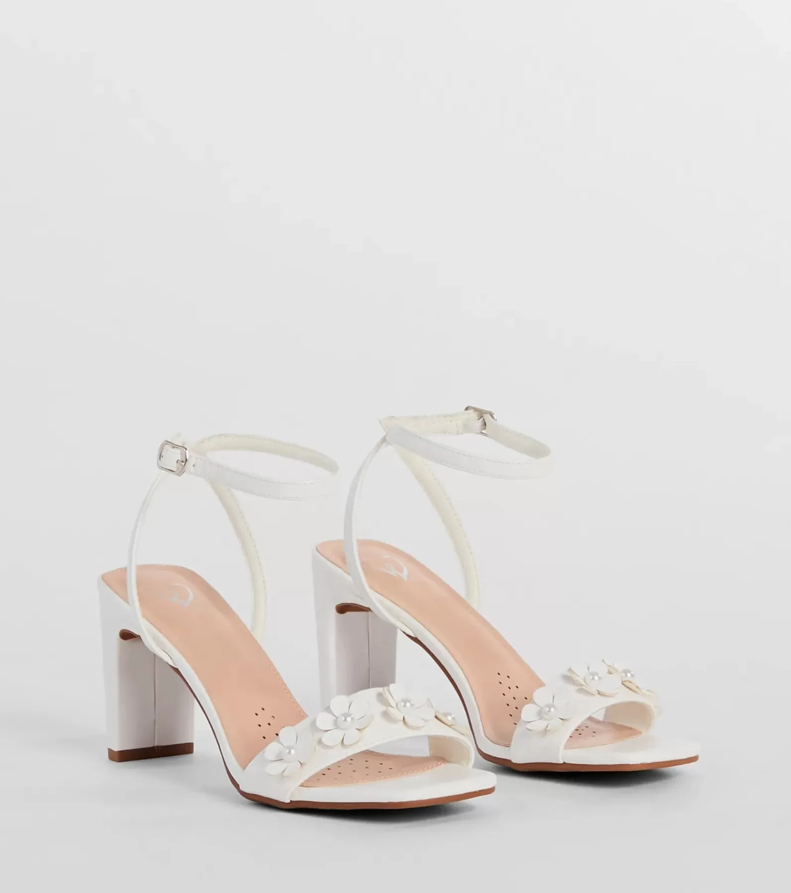 Windsor High Heels | Sandals*Blooming Chic Flower Detail Faux Leather Block Heels