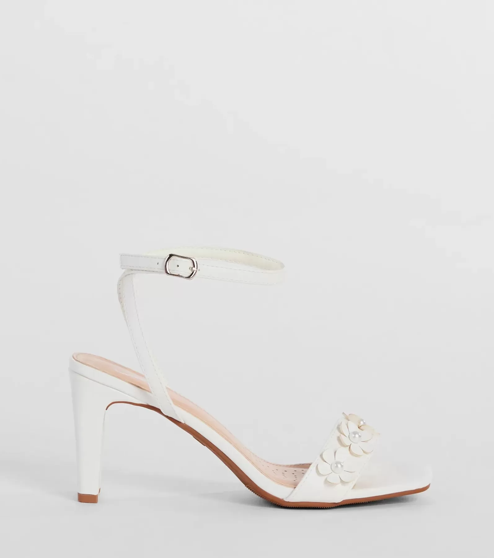 Windsor High Heels | Sandals*Blooming Chic Flower Detail Faux Leather Block Heels