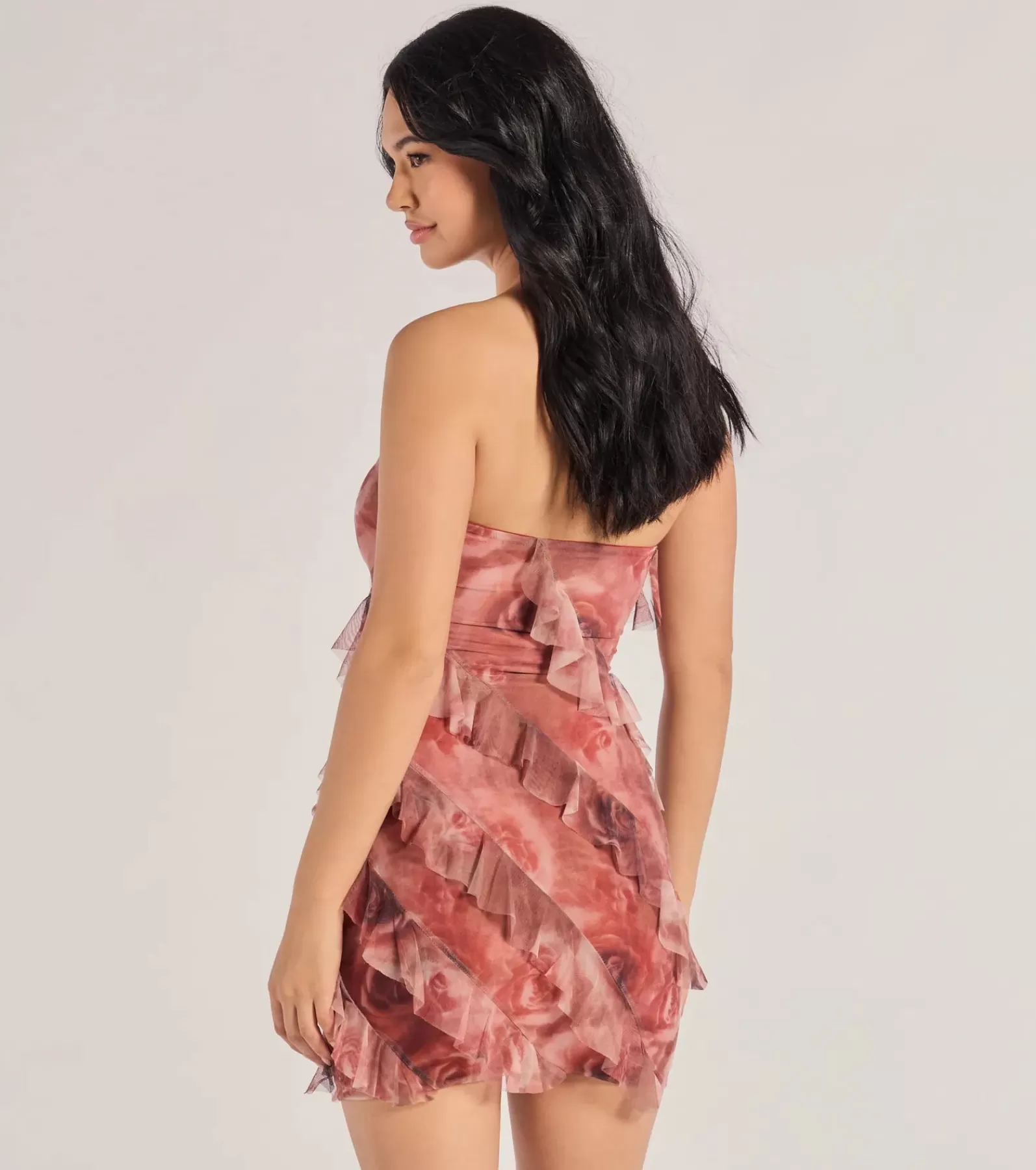 Windsor Short & Mini Dresses | Bodycon Dresses*Blooming Floral Print Ruffled Mesh Mini Dress