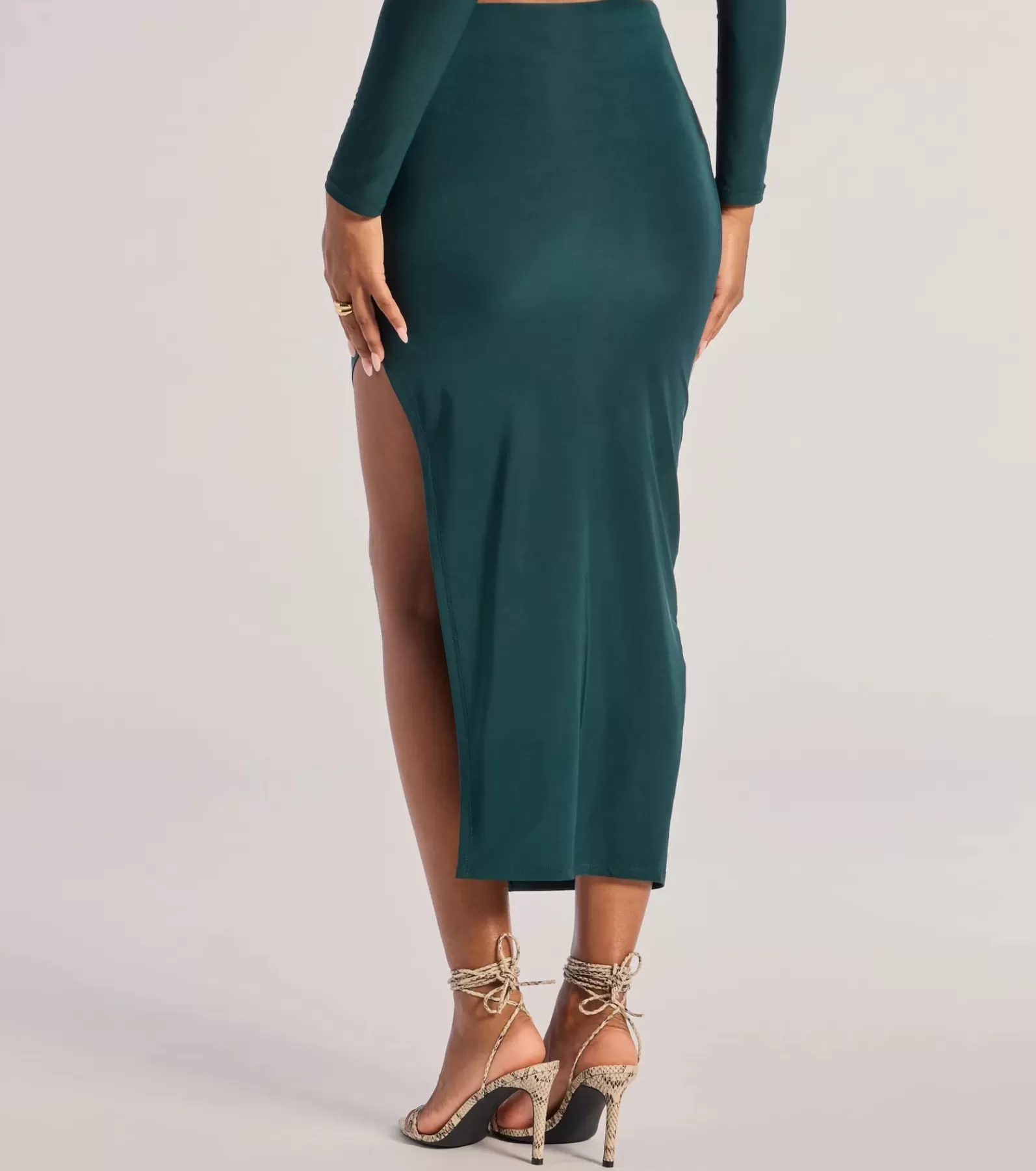 Windsor All Matching Sets | Midi Skirts*Bold Staple Ruched Asymmetrical Midi Skirt