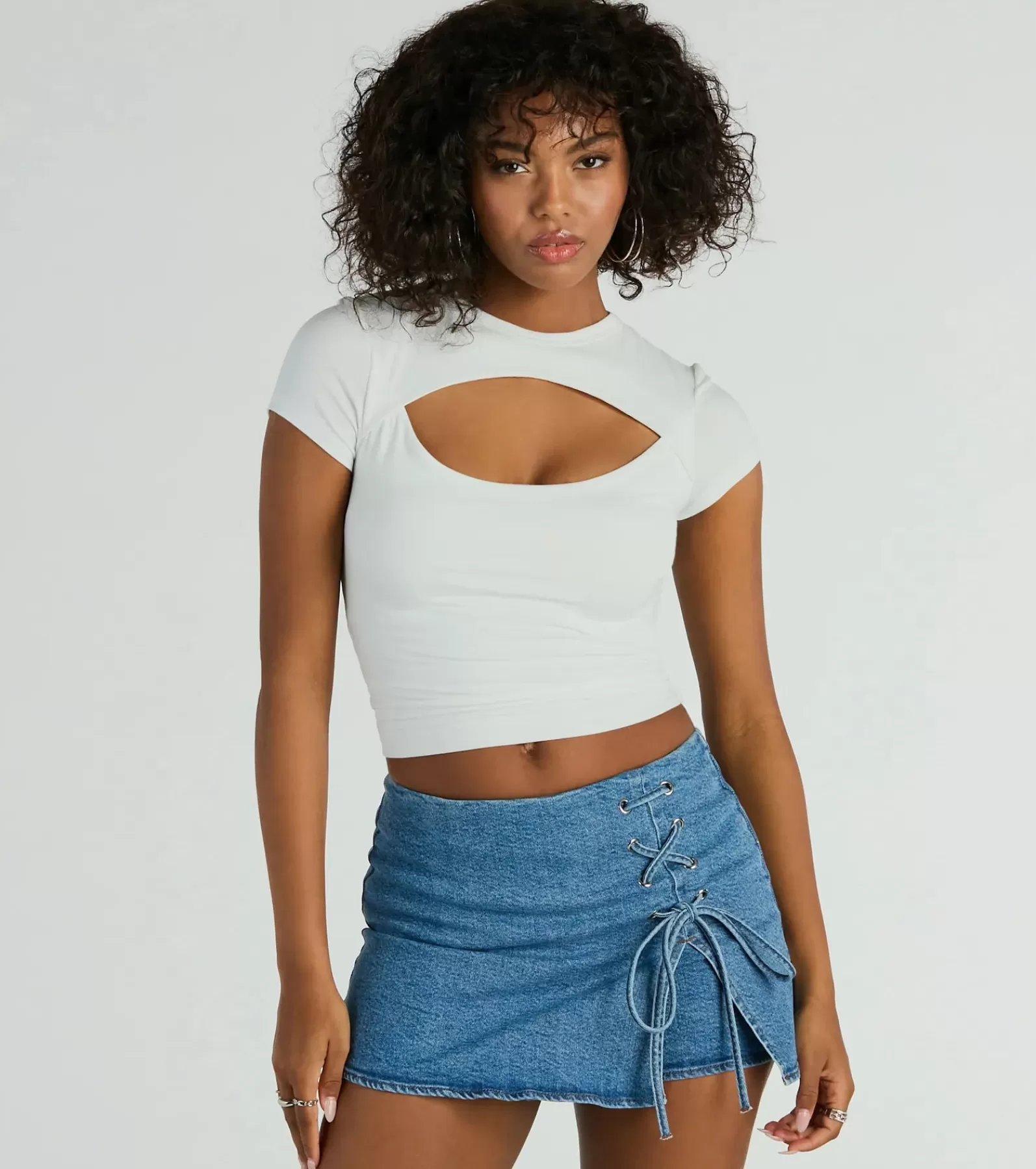 Windsor Jean Shorts | Shorts*Born To Be Coveted Mid-Rise Lace-Up Denim Skort