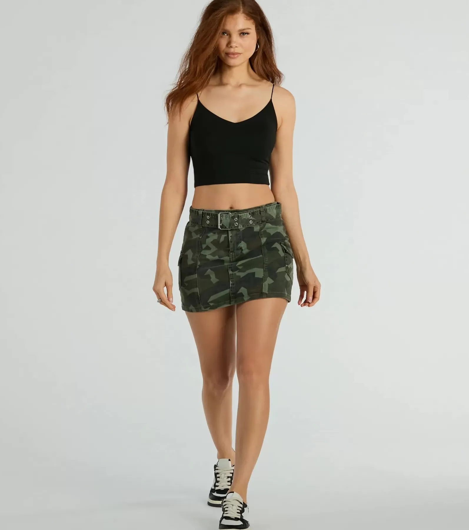 Windsor Cargo Pants | Denim Skirts*Cadet Girlie Mid-Rise Belt Camouflage Cargo Mini Skirt