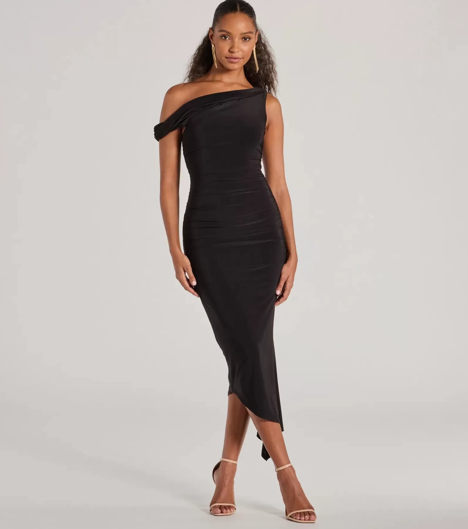 Windsor Wedding Outfits | Bachelorette Dresses*Can't Deny It One-Shoulder Bodycon Midi Dress