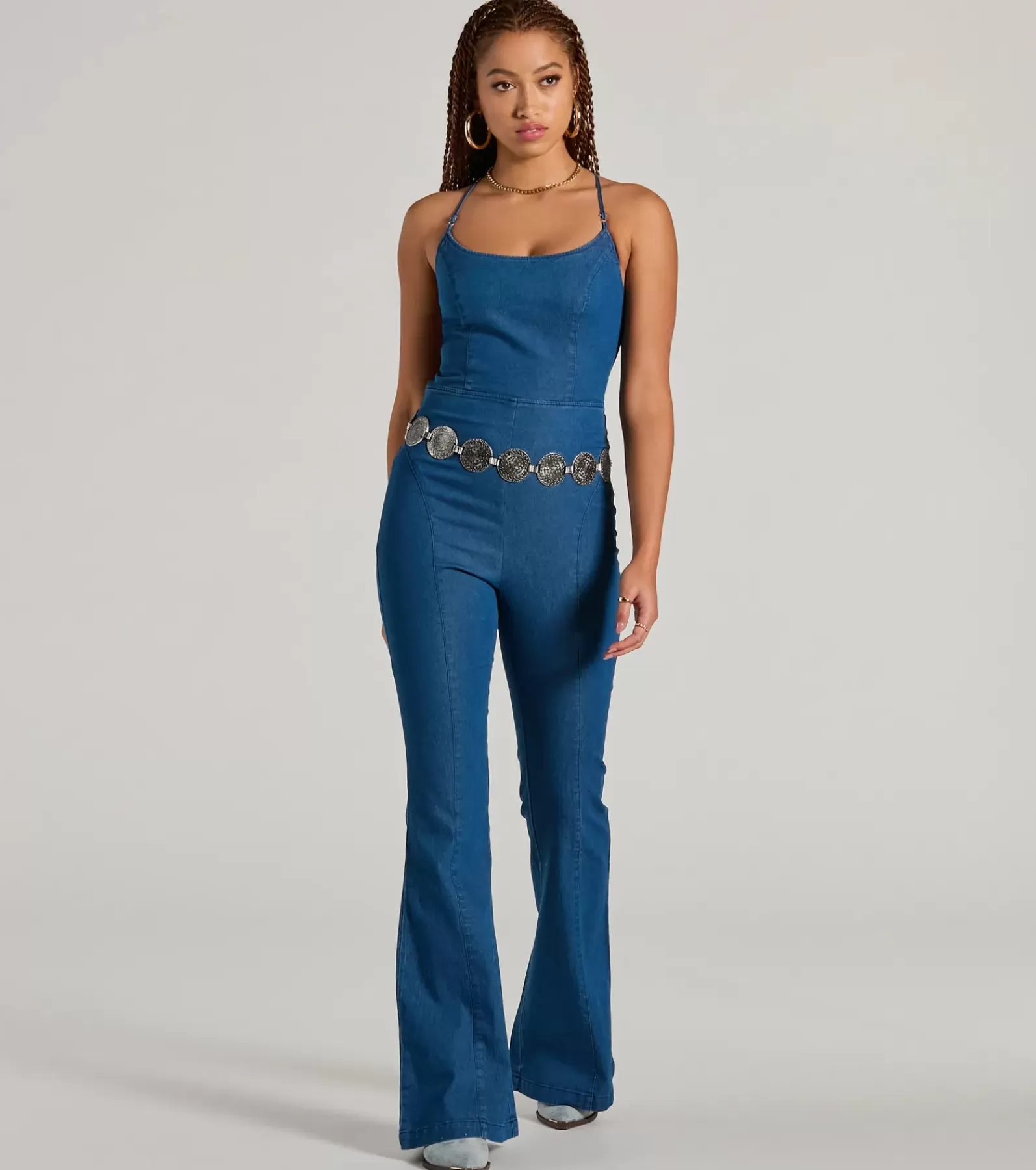 Windsor All Jumpsuits & Rompers | Flare Pants*Casual And Cool Lace-Up Flare Denim Jumpsuit