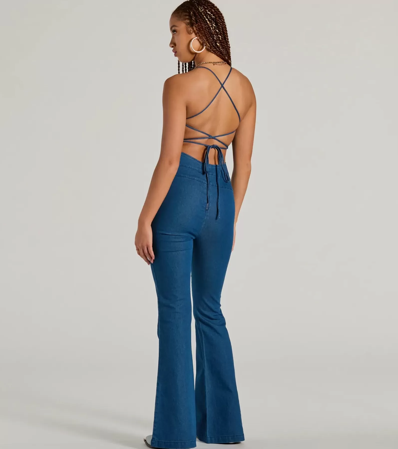 Windsor All Jumpsuits & Rompers | Flare Pants*Casual And Cool Lace-Up Flare Denim Jumpsuit