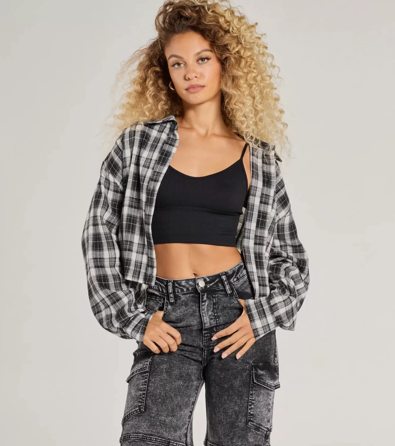 Windsor Long Sleeve Tops*Casual Style Button-Down Plaid Flannel Top