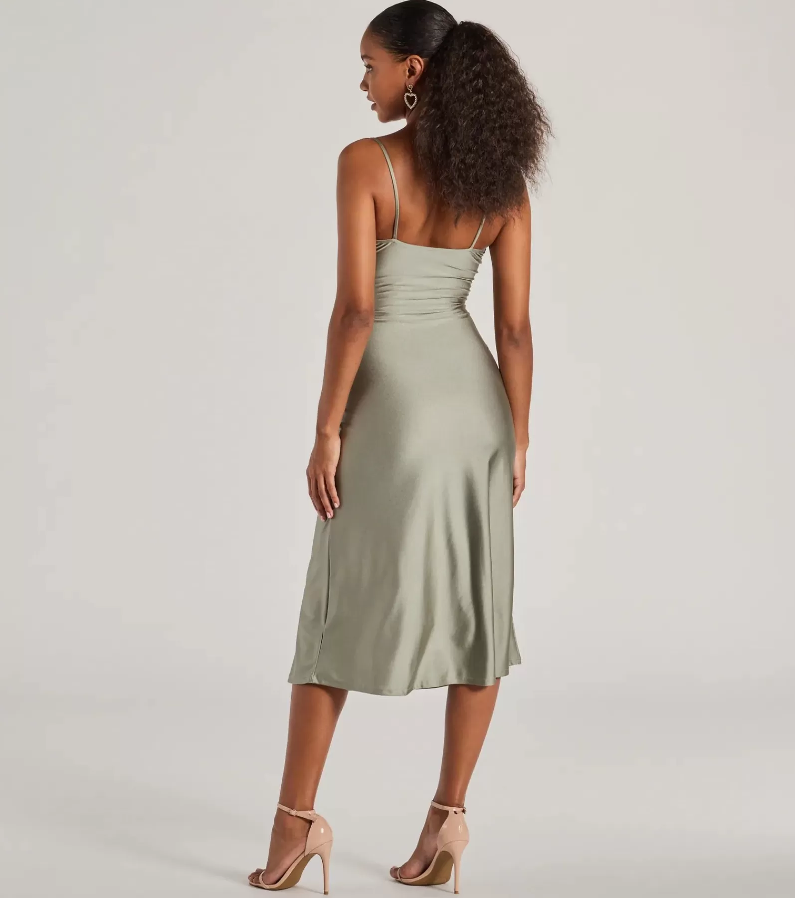 Windsor Green Bridesmaid Dresses | Country Wedding Guest Dresses*Cause To Celebrate V-Neck A-Line Midi Dress