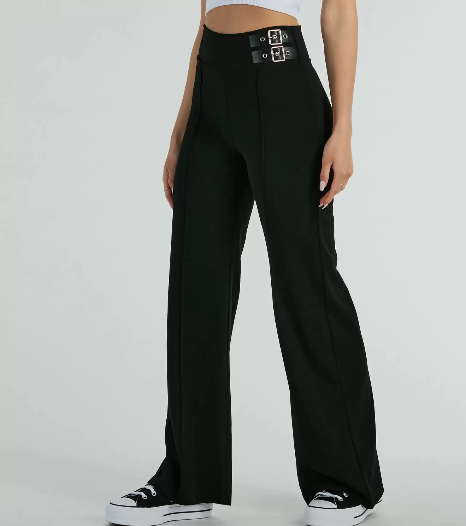 Windsor Black Pants | Pants*Chic Confidence Buckle Accent Trouser Pants