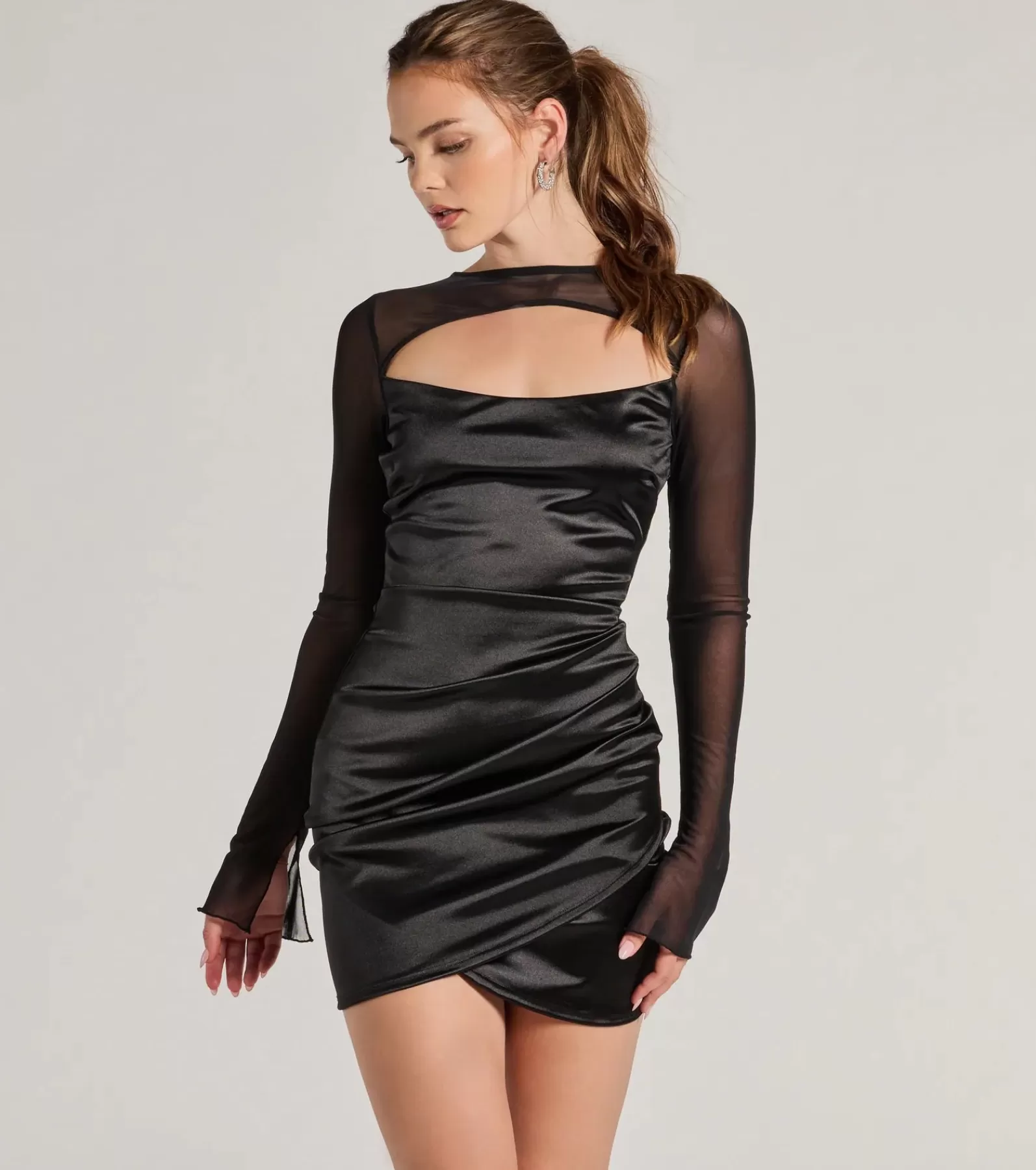 Windsor Wedding Outfits | Bachelorette Dresses*Chic Era Asymmetrical Long Sleeve Cutout Mini Dress