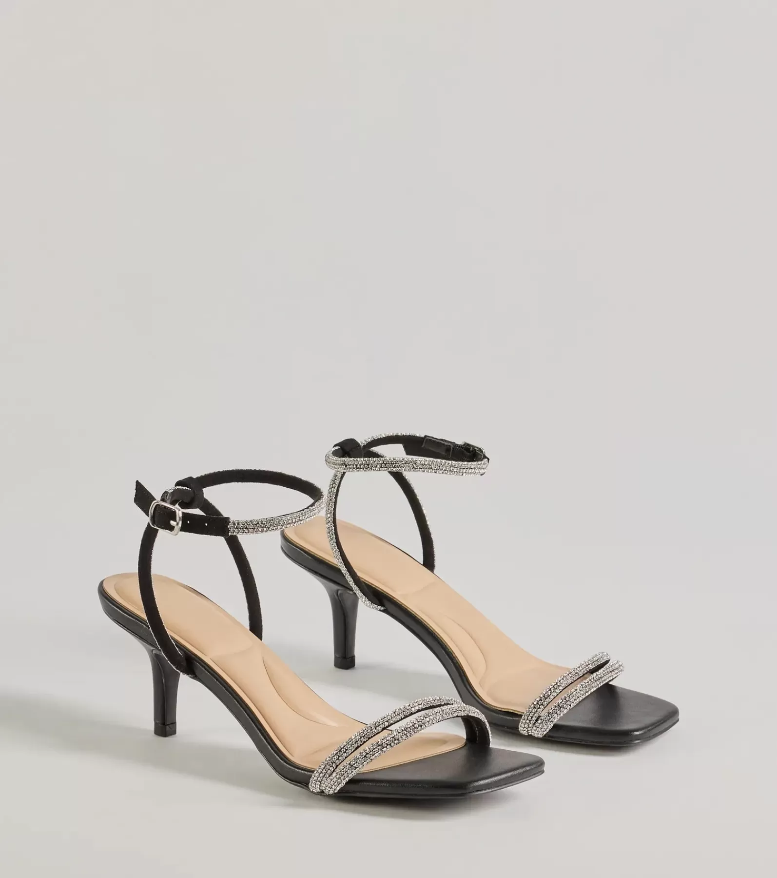 Windsor Nye Outfits | Stilettos*Chic Glamour Rhinestone Strappy Stiletto Kitten Heels