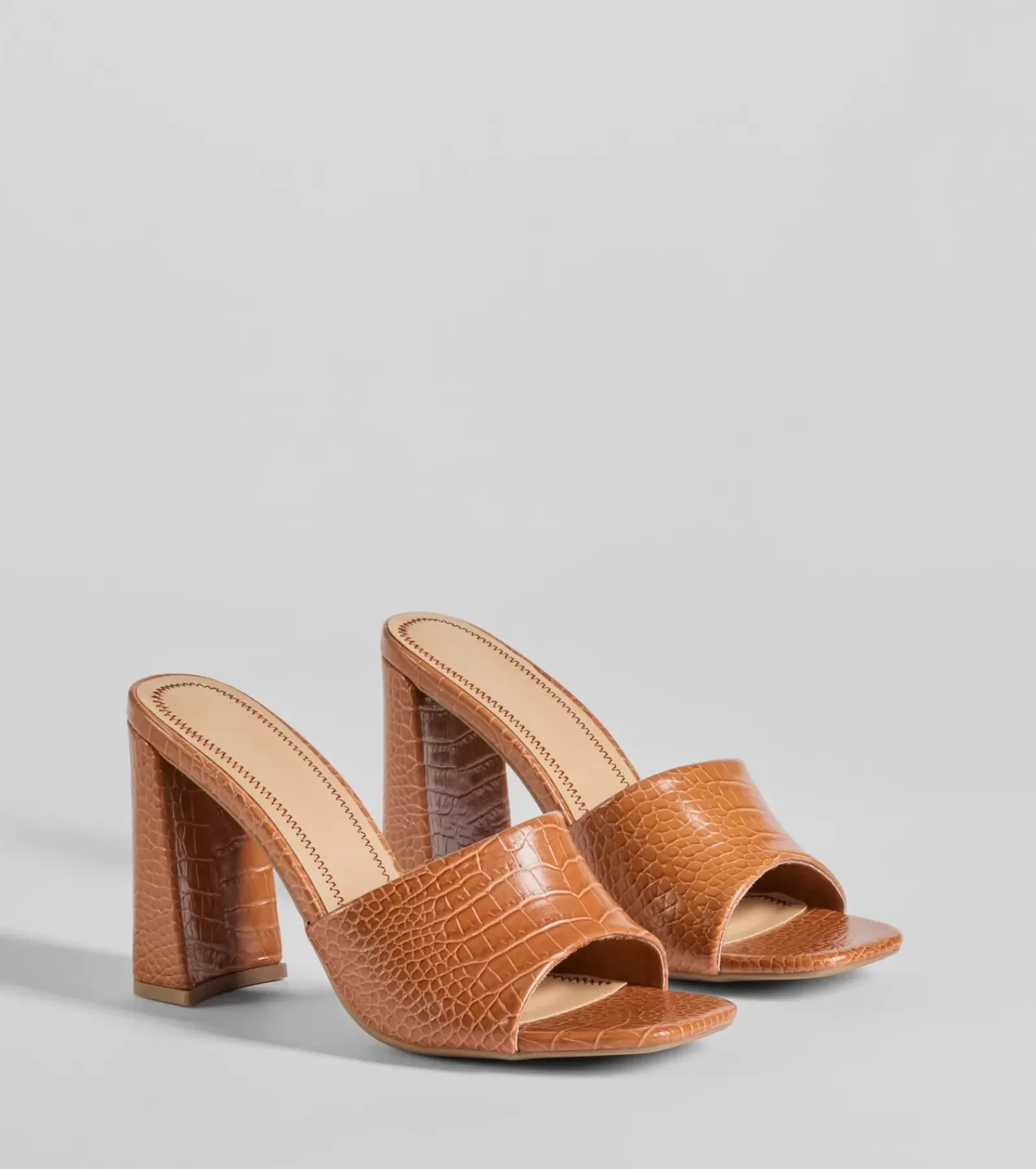 Windsor High Heels | Sandals*Chicest Babe Croc Faux Leather Block Heels