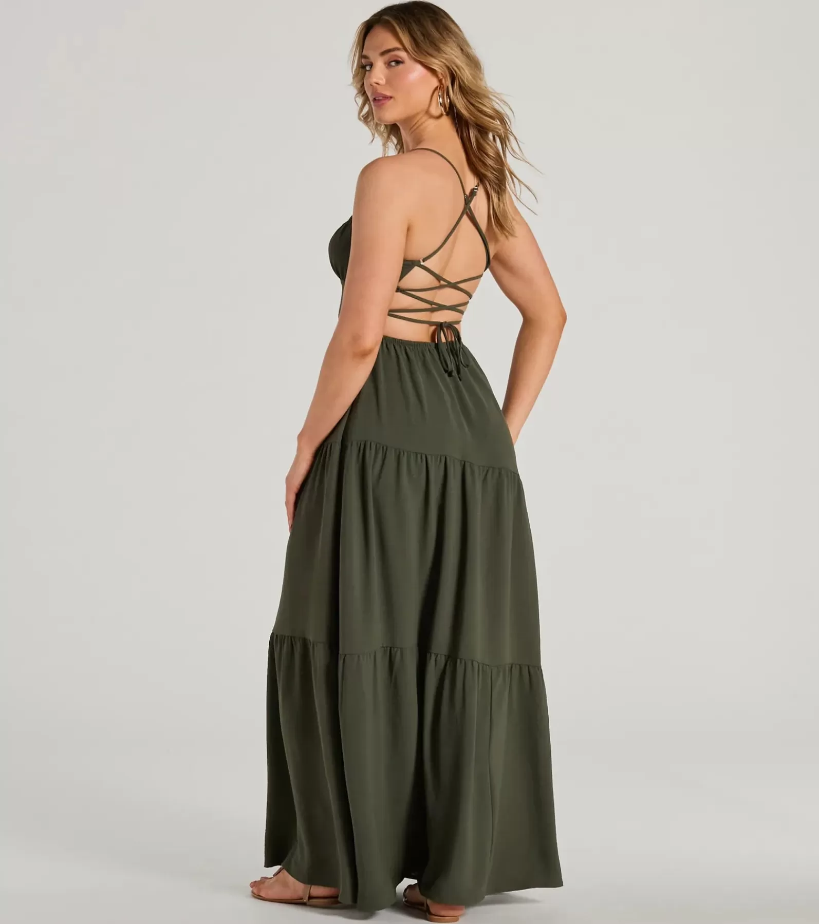 Windsor Beach Wedding Guest Dresses | Maxi Dresses*Coastal Dream Lace-Up Ruffled Maxi Dress