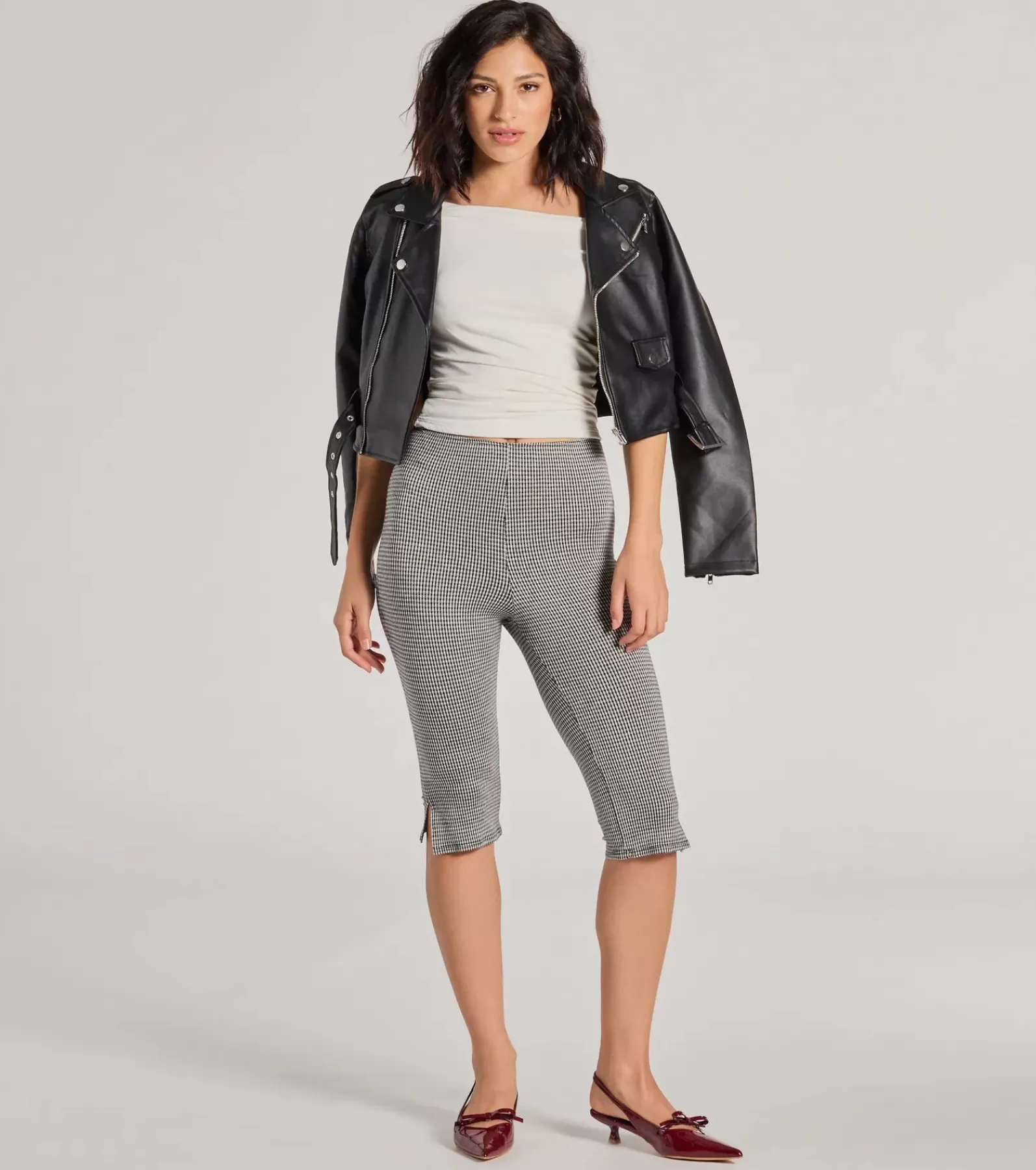 Windsor Black Pants | Pants*Cool Girl Vibes High Waist Gingham Capri Pants