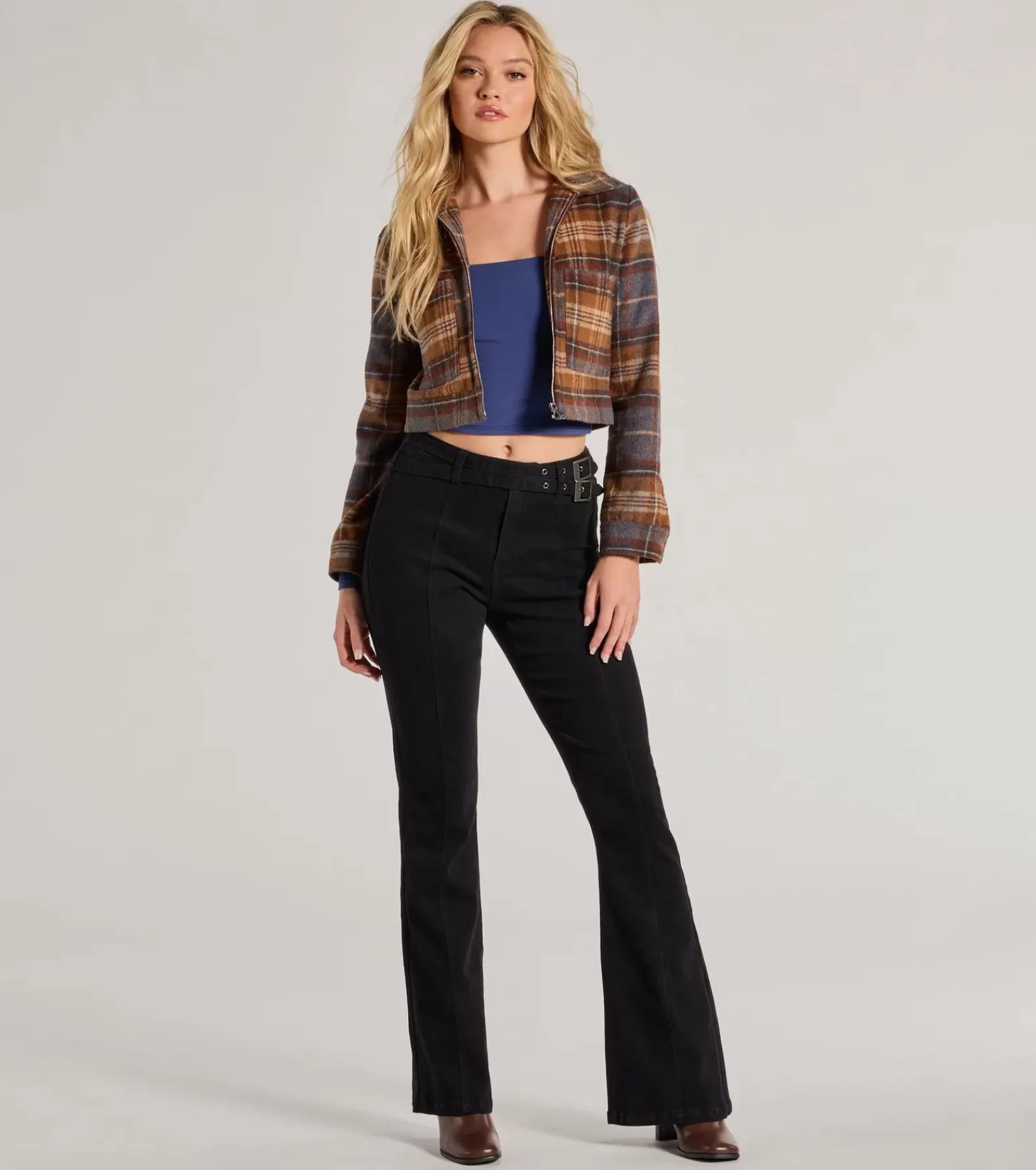 Windsor Black Pants | Flare Pants*Cool Icon High-Rise Belted Bootcut Pants