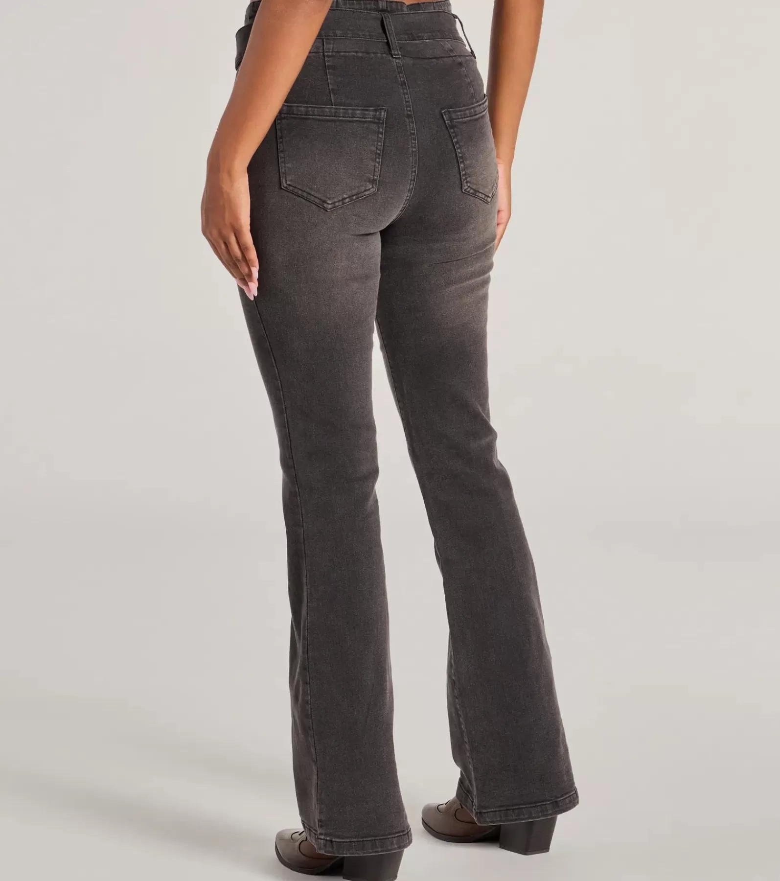 Windsor Black Pants | Flare Pants*Cool-Girl Era Belted Flare-Leg Jeans