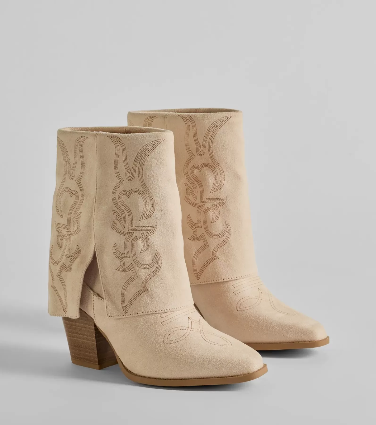 Windsor Boots & Booties*Country Vibes Faux Suede Foldover Cowboy Boots