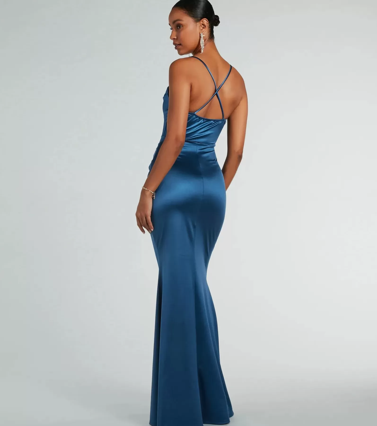 Windsor Satin Bridesmaid Dresses | Black Tie Wedding Guest Dresses*Courteney Cowl Neck Mermaid Satin Formal Dress