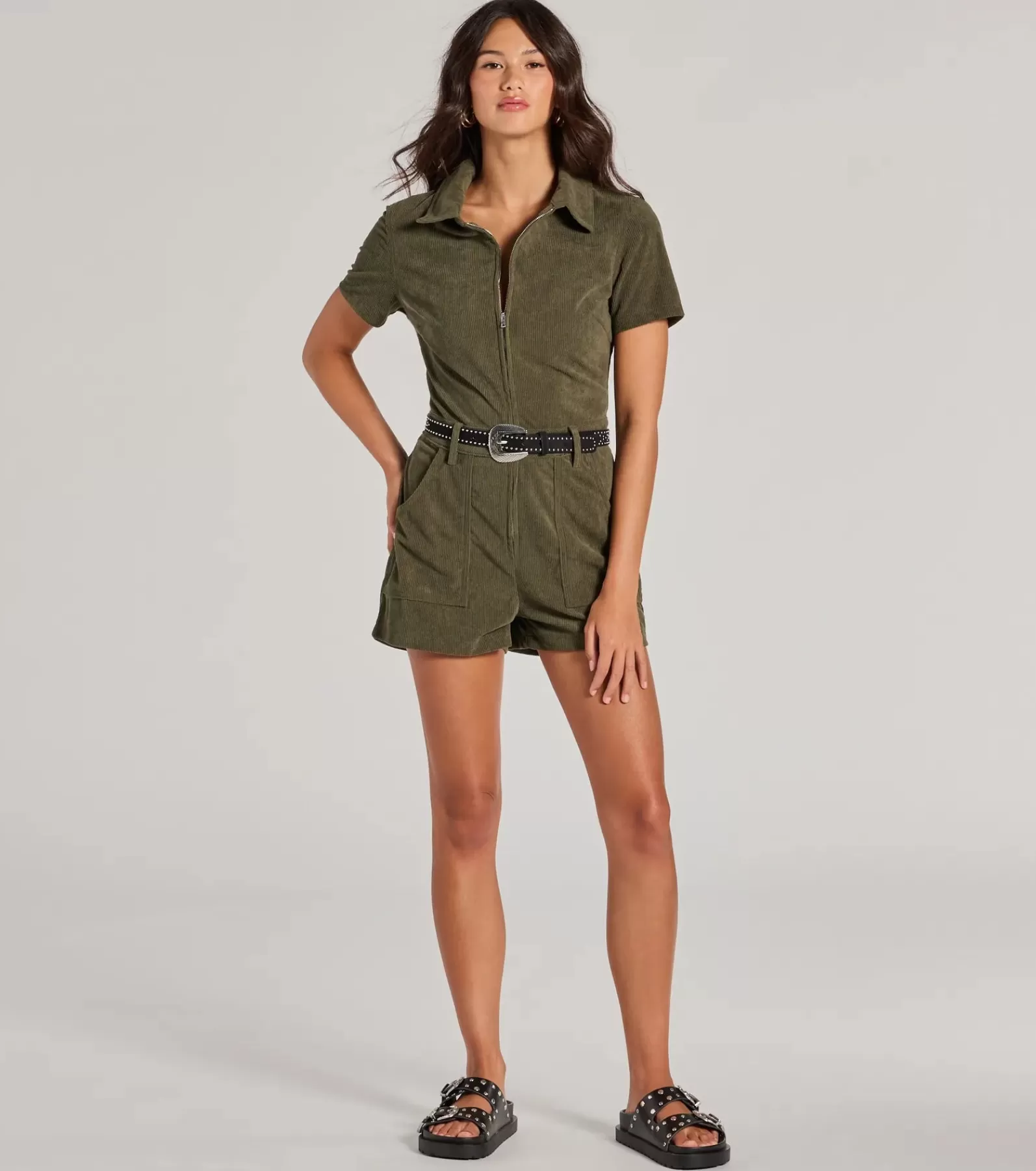 Windsor All Jumpsuits & Rompers | Shorts*Cute Trend Corduroy Short Sleeve Romper