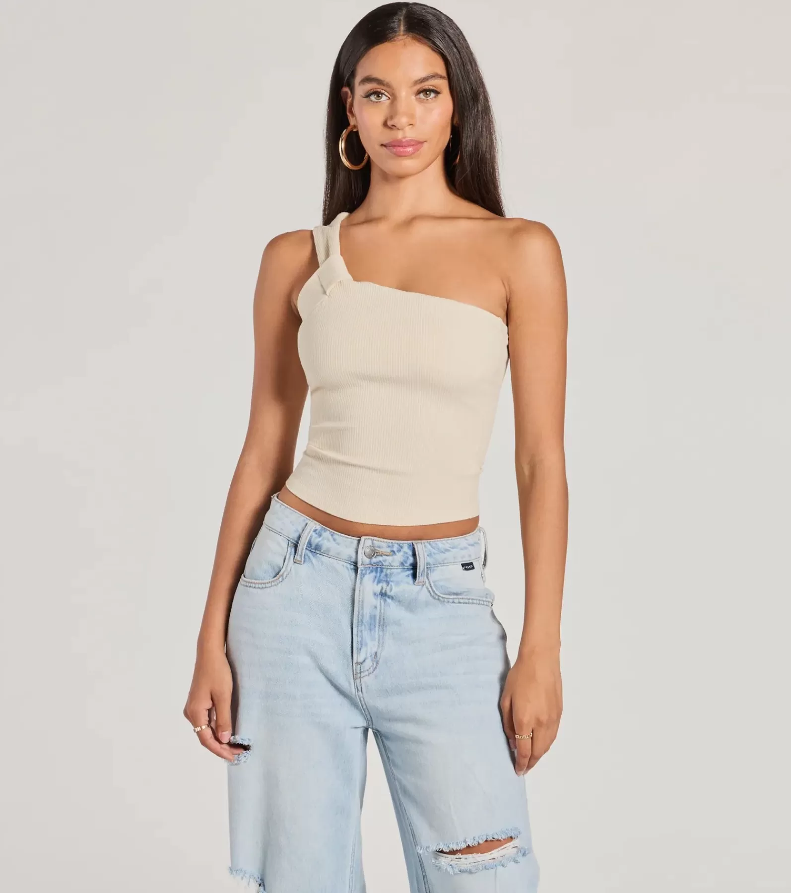 Windsor Basic Tops | Crop Tops*Cutely Charming One-Shoulder Crop Top