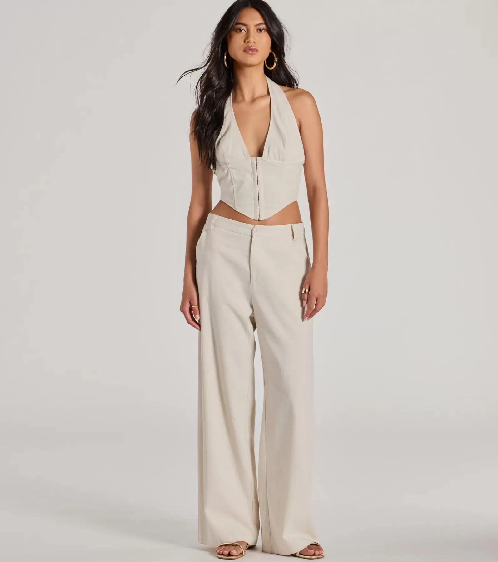 Windsor All Matching Sets | Corset & Bustier Tops*Cutest Babe Halter V-Neck Corset Crop Top