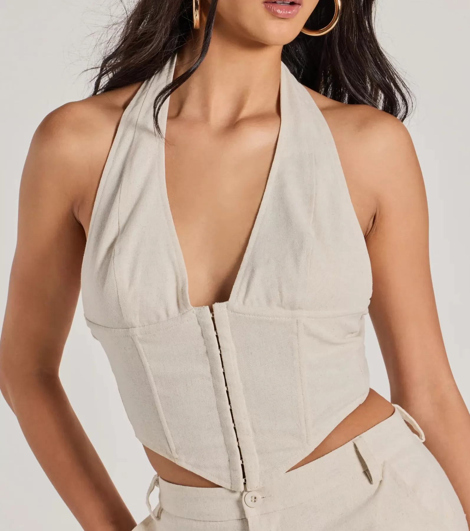 Windsor All Matching Sets | Corset & Bustier Tops*Cutest Babe Halter V-Neck Corset Crop Top