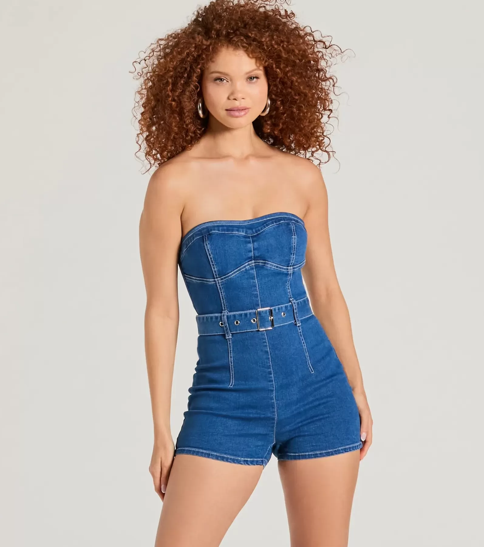 Windsor All Jumpsuits & Rompers | Jean Shorts*Cutie Alert Strapless Belted Denim Romper