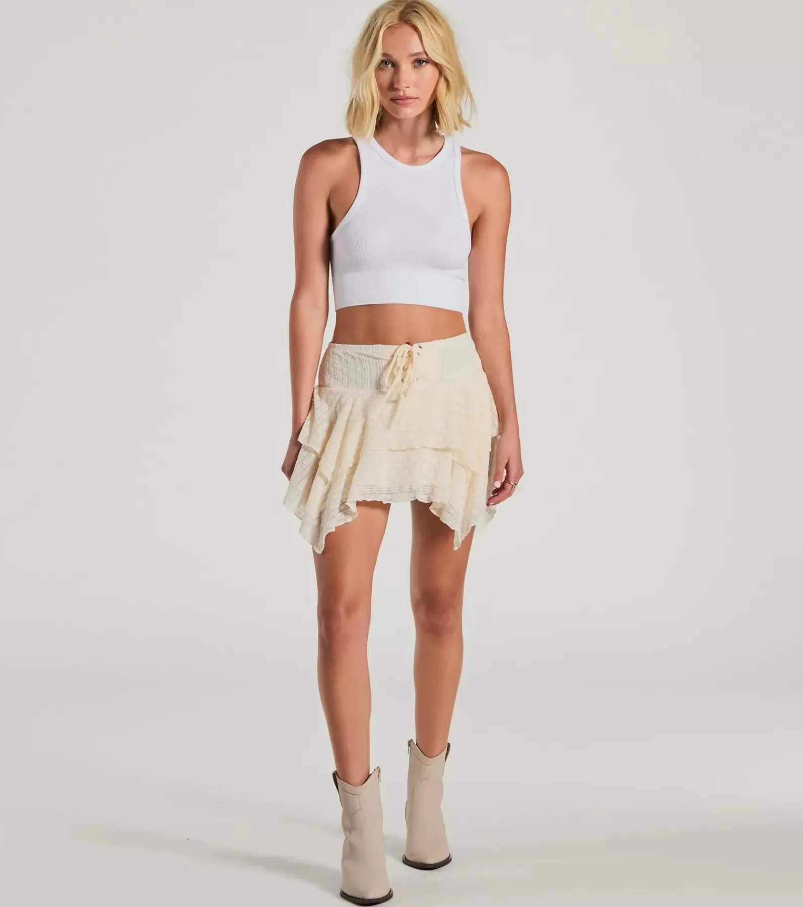 Windsor Mini Skirts | Skirts & Skorts*Cutie In Lace Lattice Hanky Hem Mini Skirt