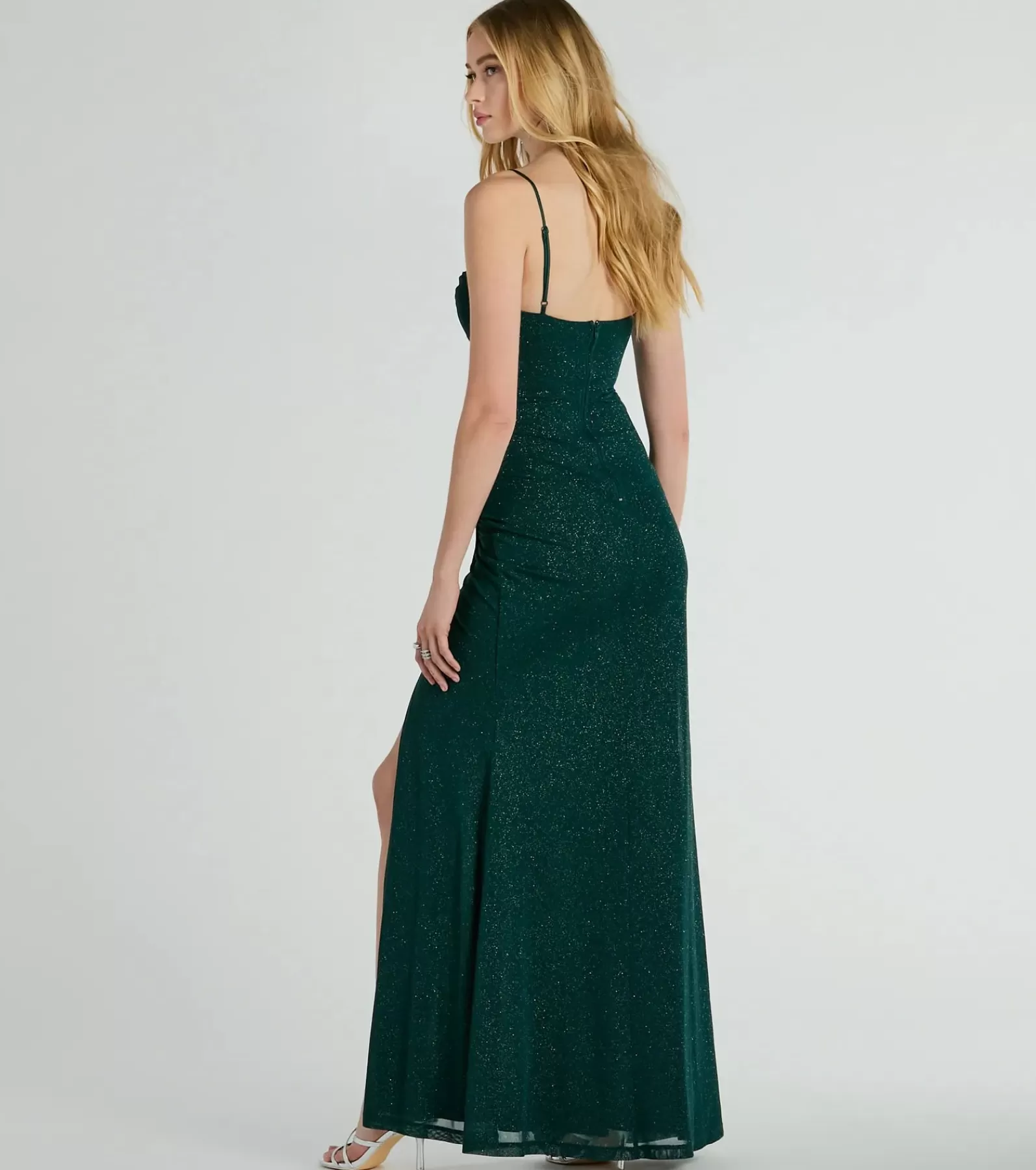 Windsor Glitter Nye Dresses | Green Bridesmaid Dresses*Daleyza Bustier Slit Glitter Mermaid Formal Dress
