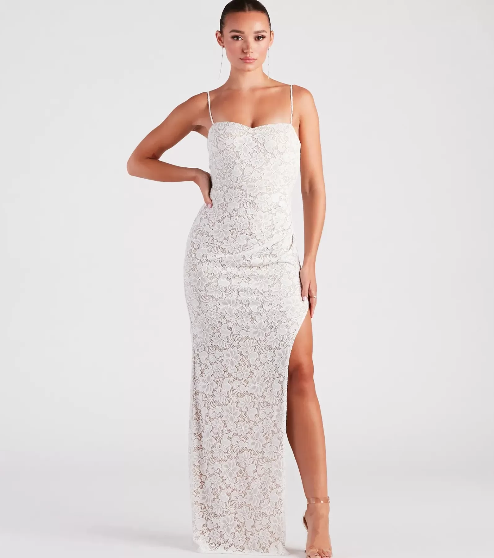 Windsor Bridal Reception Dresses | Rehearsal*Daphne Formal Lace Slit Long Dress