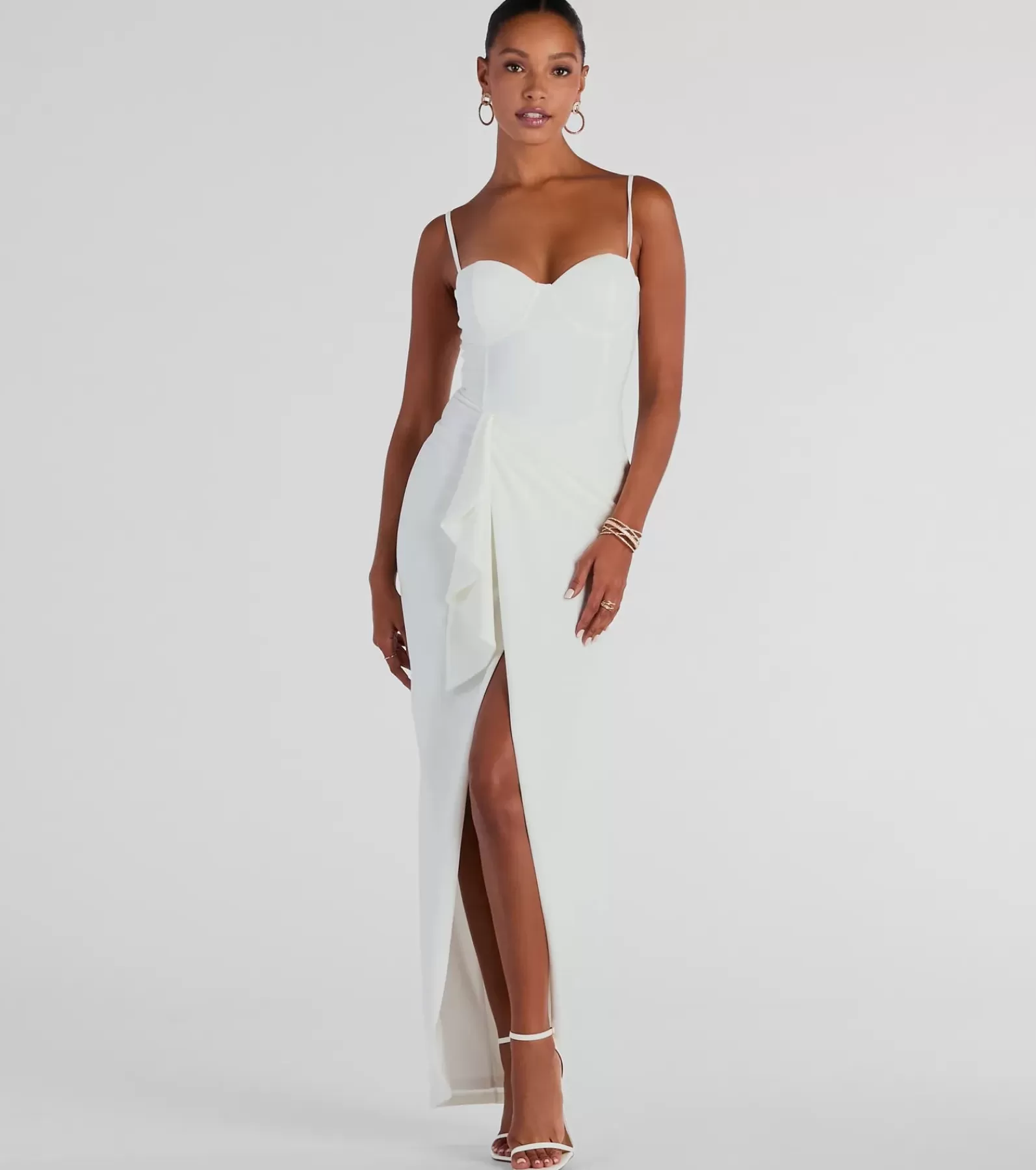 Windsor Bridal Reception Dresses | Rehearsal*Darcie Sweetheart Ruffle Slim Crepe Formal Dress