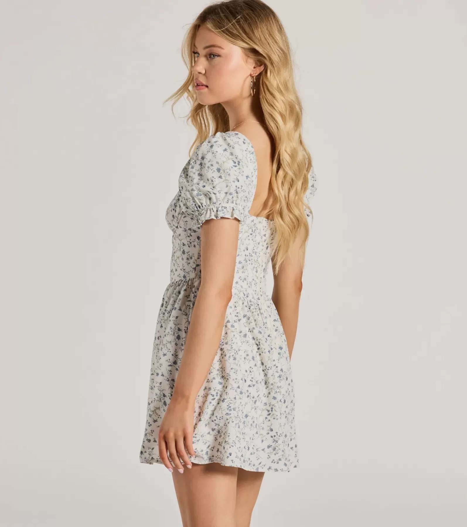 Windsor Skater Dresses | Sundresses*Darling Babe Floral Woven Puff Sleeve Skater Dress