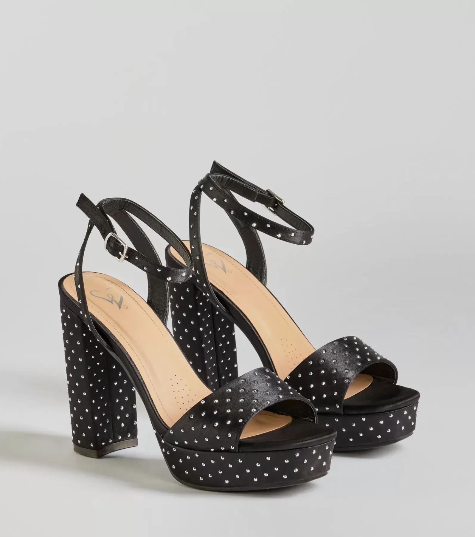 Windsor Nye Outfits | Platform Shoes*Dazzling Moments Rhinestone Platform Satin Block Heels