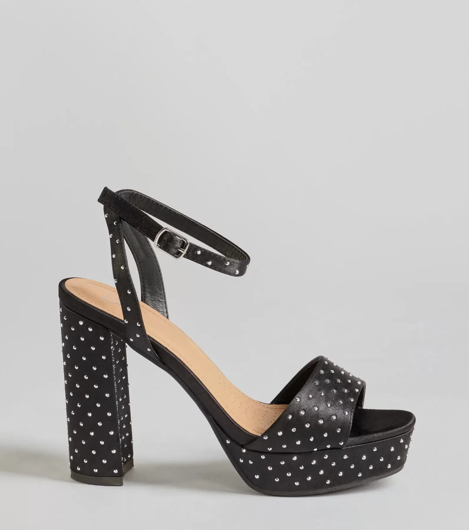 Windsor Nye Outfits | Platform Shoes*Dazzling Moments Rhinestone Platform Satin Block Heels