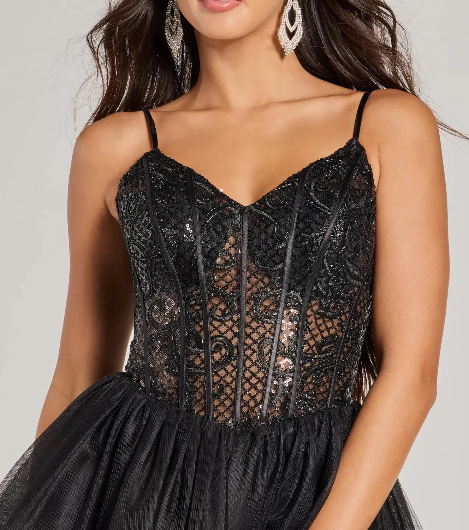 Windsor Corset Dresses*Delani Sequin Corset Tulle A-Line Party Dress
