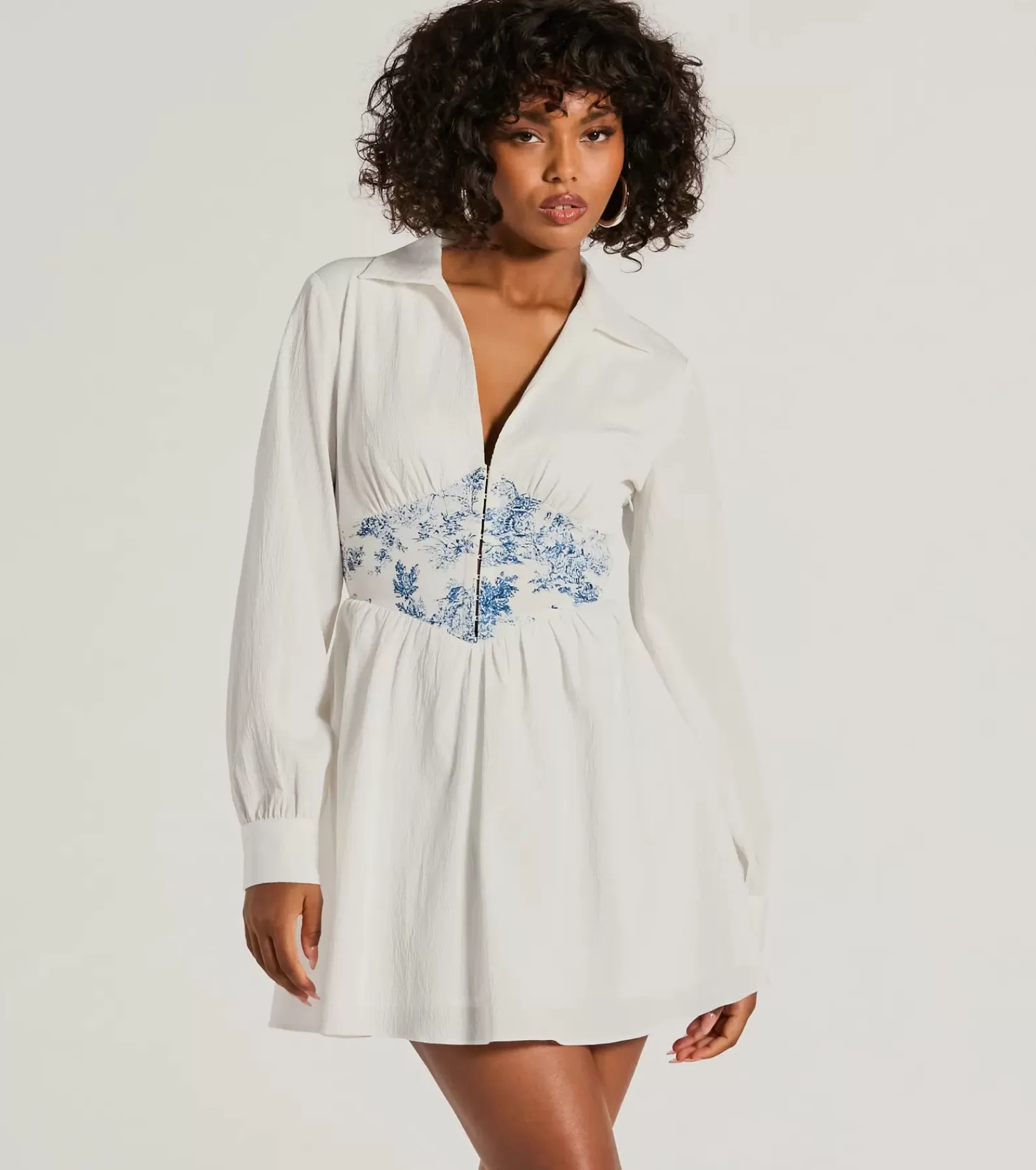 Windsor Bridal Shower | Engagement Dresses*Delightful View Collared Scenic Waist Skater Dress