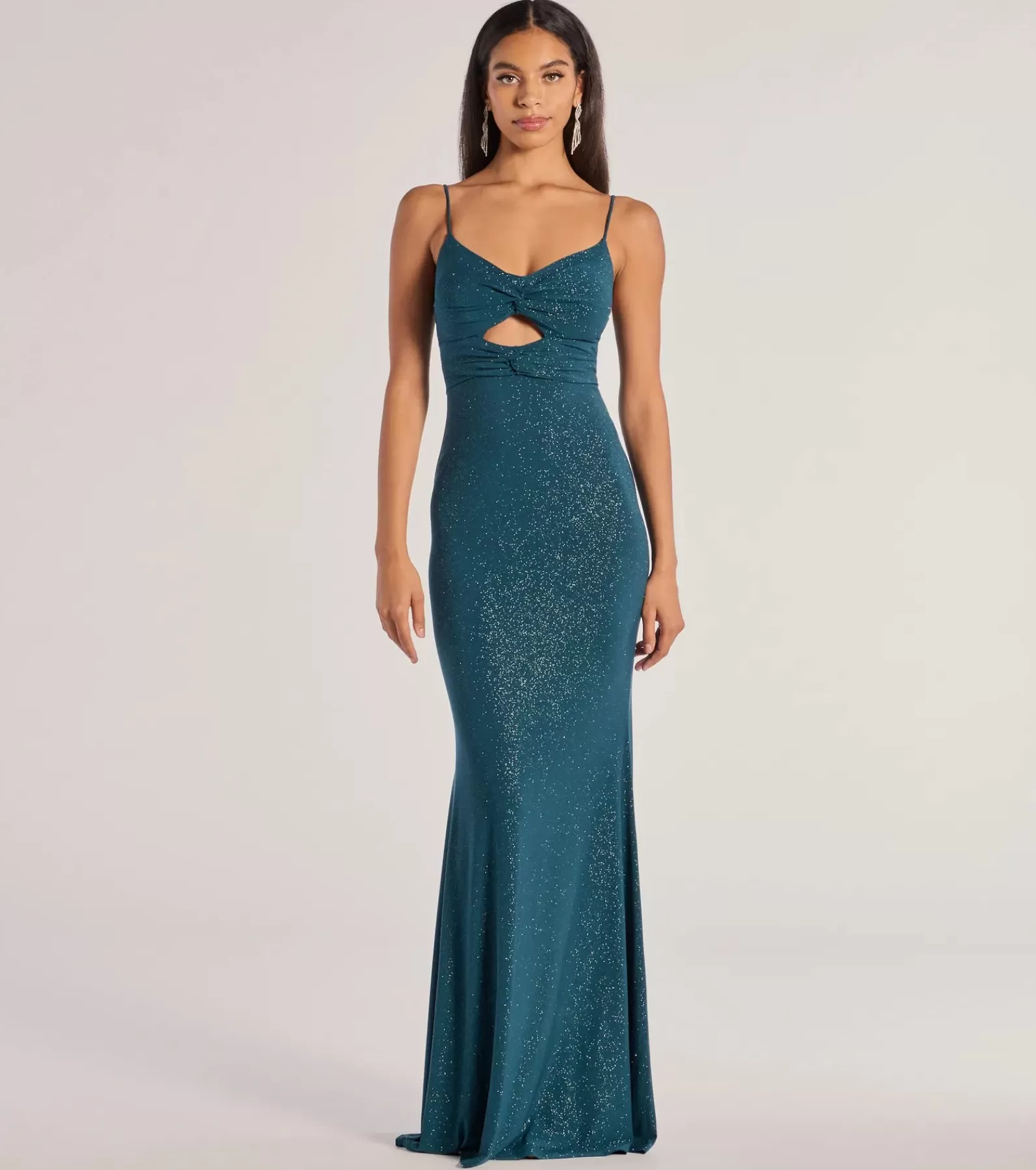 Windsor Long Dresses | Formal Dresses*Della Glitter Knit Twist-Front Cutout Mermaid Dress