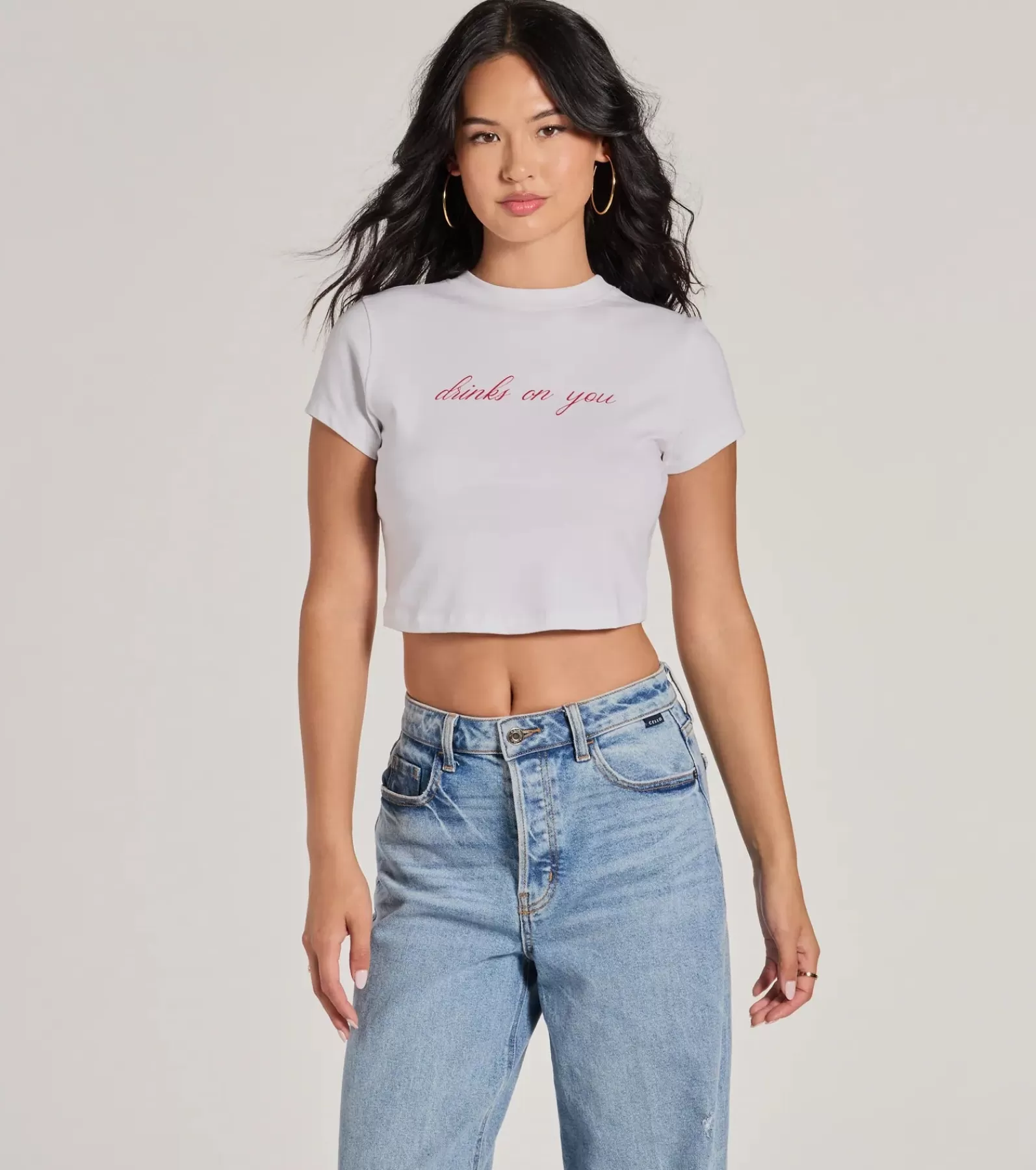 Windsor Going-Out Tops | Graphic Tees*Drinks On You Cropped Graphic Tee