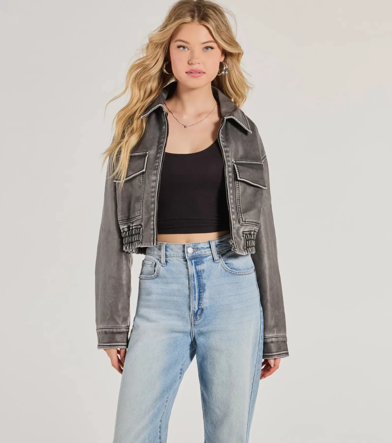 Windsor Moto & Faux Leather*Edgy Attitude Distressed Faux Leather Jacket